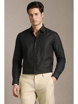 Louis Philippe - Men Black Textured Full Sleeves Formal Shirt