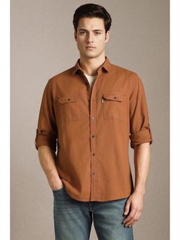 Louis Philippe - Men Brown Solid Full Sleeves Casual Shirt