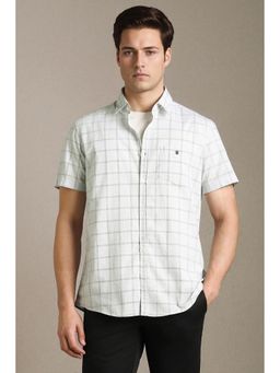 Louis Philippe - Men White Check Half Sleeves Casual Shirt