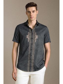 Louis Philippe - Men Grey Print Half Sleeves Casual Shirt