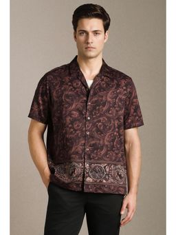 Louis Philippe - Men Maroon Print Half Sleeves Casual Shirt