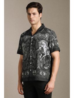 Louis Philippe - Men Black Print Half Sleeves Casual Shirt