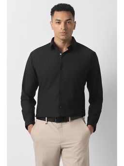 Van Heusen - Men Black Solid Full Sleeves Party Shirt