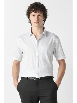 Van Heusen - Men White Print Half Sleeves Party Shirt