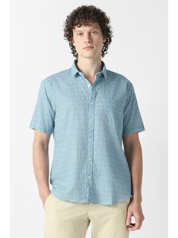Van Heusen - Men Light Blue Print Half Sleeves Party Shirt