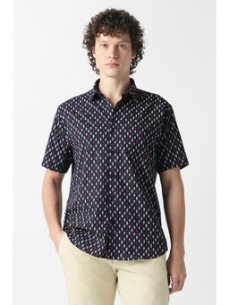 Van Heusen - Men Navy Print Half Sleeves Party Shirt