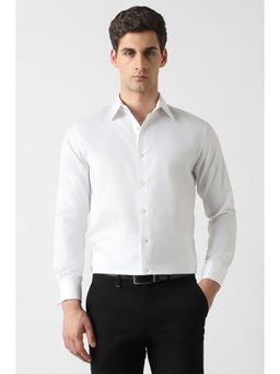 Van Heusen - Men White Textured Full Sleeves Formal Shirt