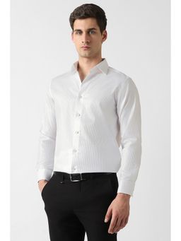 Van Heusen - Men White Textured Full Sleeves Formal Shirt