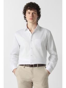 Van Heusen - Men White Solid Full Sleeves Formal Shirt