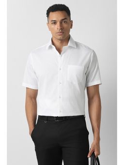 Van Heusen - Men White Solid Half Sleeves Formal Shirt