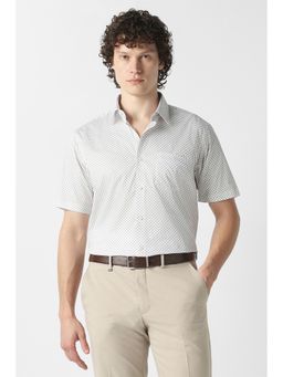 Van Heusen - Men White Print Half Sleeves Wedding Shirt