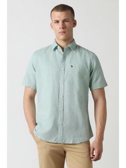 Van Heusen - Men Green Solid Half Sleeves Casual Shirt