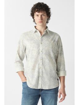 Van Heusen - Men White Print Full Sleeves Casual Shirt