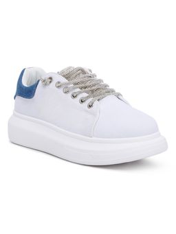London Rag - Rhinestones White Lace Up Sneakers