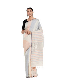 Fabindia - Linen Loom Woven Sari- Multi-Colour