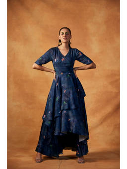 Banka Silk - Samson Navy Blue Maxi Dress