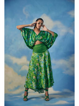 Banka Silk - Alizeh Green Printed Skirt