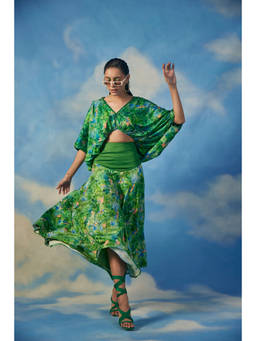 Banka Silk - Sunny Green Printed Crop Top