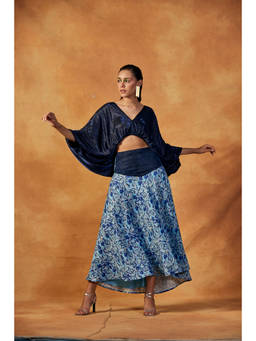Banka Silk - Frost Navy Blue Crop Top