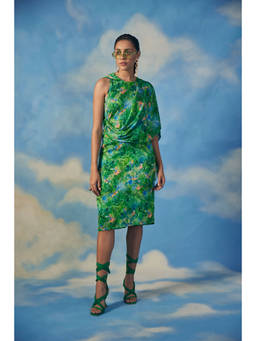 Banka Silk - Suree Green Printed Dress