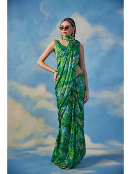 Banka Silk - Queen'S Weather Green Saree Without Blouse