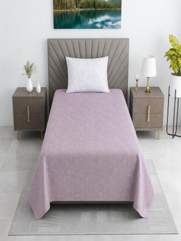 Threadwear - Lavender Floral Cotton 400 TC Flat Single Bedsheet with 1 Pillow cover
