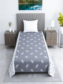 Threadwear - Grey Floral Cotton 400 TC Flat Single Bedsheet