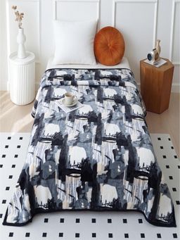 Threadwear - Grey Abstract Woollen Single Bed Blanket