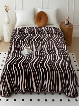 Threadwear - Chocolate Floral Woollen Double Bed Blanket