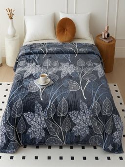 Threadwear - Blue Floral Woollen Double Bed Blanket