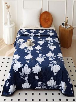 Threadwear - Blue Floral Woollen Single Bed Blanket