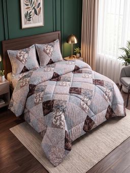 Threadwear - Multicolor Floral Queen Bedsheet With 2 Pillow Covers & Comforter