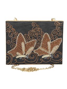 The Purple Sack - Black Embellished Clutch