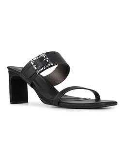 Inc.5 - Women Black Party Wear Embroidered Square Toe Block Heels