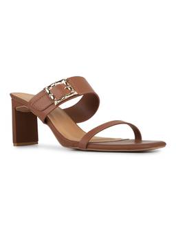 Inc.5 - Women Brown Party Wear Embroidered Square Toe Block Heels