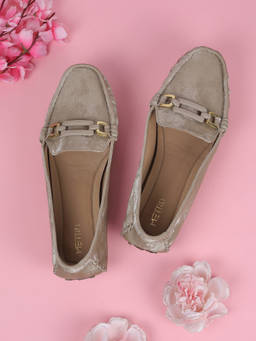 Metro - Women Beige Slip On Loafers
