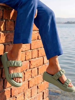 Metro - Women Green Elevated Sandals