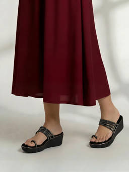 Metro - Women Black Casual Wedges Heels
