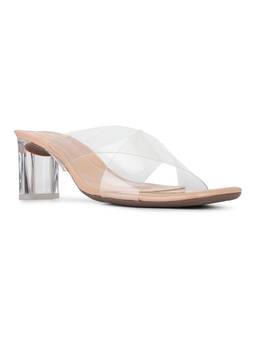 Inc.5 - Women Beige Party Wear Transparent Square Toe Block Heels