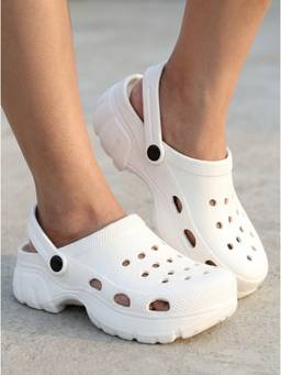 Carlton London - Women White Water-Friendly Slip-On Clogs