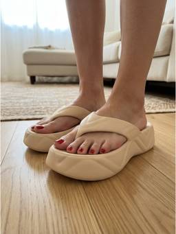 ELLE - Women Beige Lightweight Ergonomic Wave Cushion Cloud Sandals
