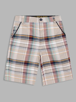 Blue Giraffe - Boys Multi-Color Checked Straight Fit Shorts
