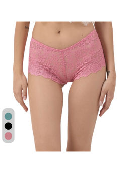 Da Intimo - Multi-Color Multi-Color Lace Mid Waist Boyshorts Panty (Pack of 3)