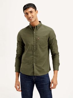 Levi's - Olive Men's Solid Slim Fit Shirt