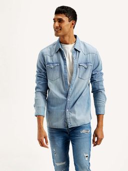 Levi's - Blue Men's Solid Slim Fit Shirt