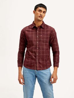 Levi's - Maroon Men's Checkered Slim Fit Shirt