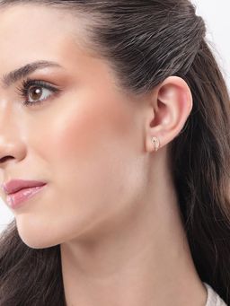 Carlton London - 925 Sterling Silver Rose Gold Plated Cz Stud Earrings