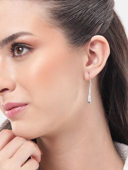 Carlton London - 925 Sterling Silver Rhodium Plated Cz Drop Earrings