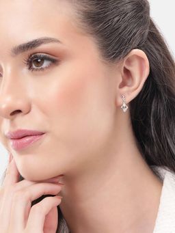 Carlton London - 925 Sterling Silver Rhodium Plated Cz Drop Earrings