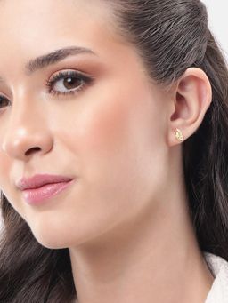 Carlton London - 925 Sterling Silver 18Kt Gold Plated Cz Petite Stud Earrings